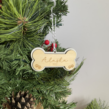 Load image into Gallery viewer, Wooden Pet Bone Shaped Christmas Ornament