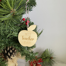 Load image into Gallery viewer, Best Teacher Ever Apple Christmas Ornaments