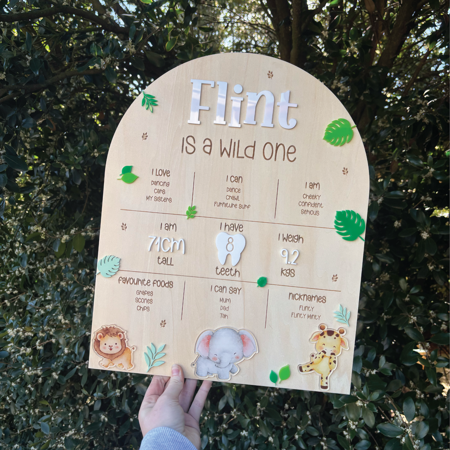 Wooden Wild One Birthday Milestone Board