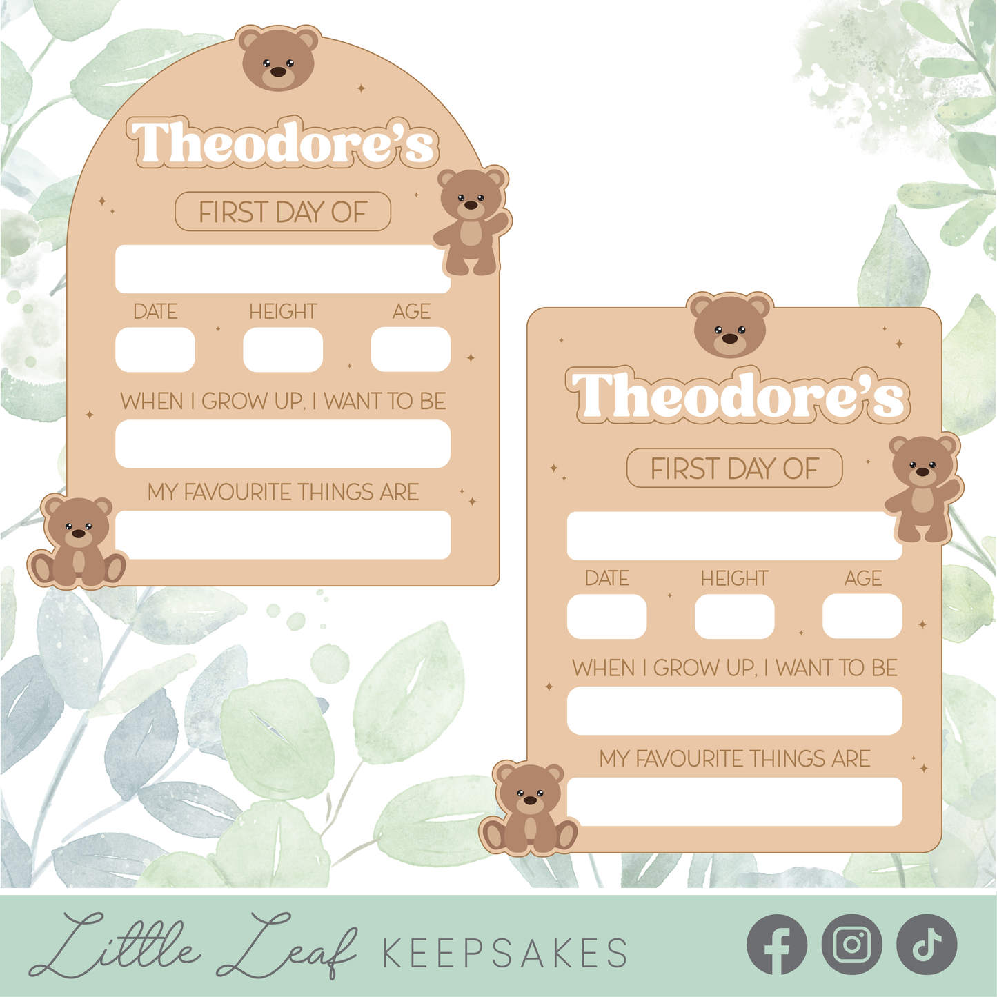 Personalised Teddy Bear Back to School Board