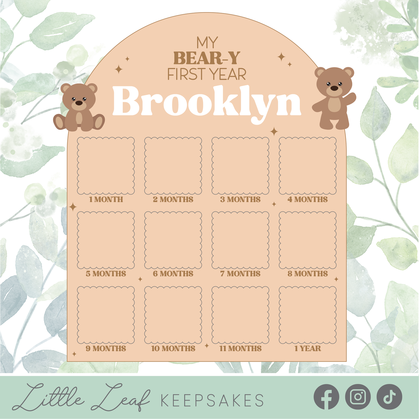 Bear Themed Birthday Photo Board