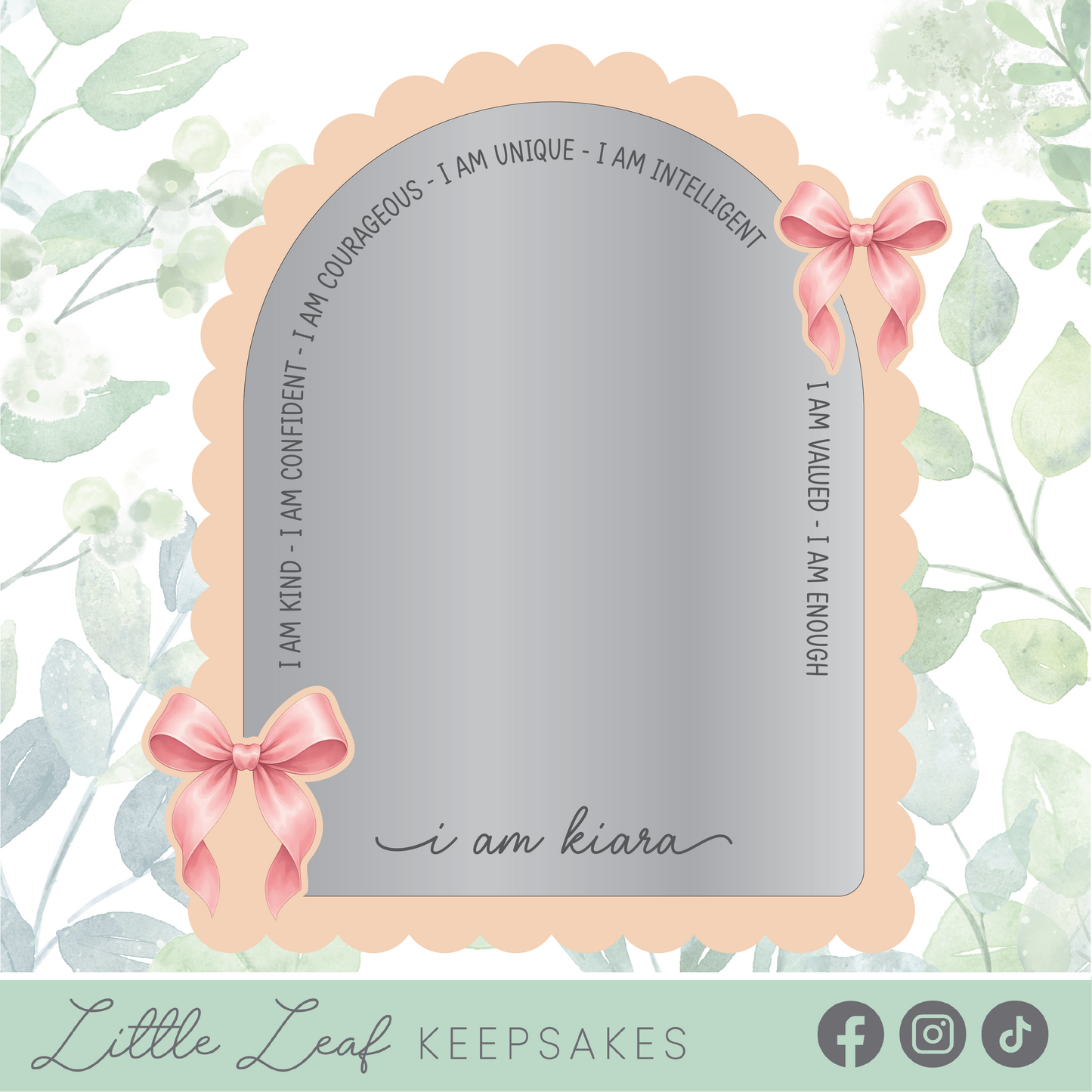 Scalloped Bow Themed Affirmation Mirror