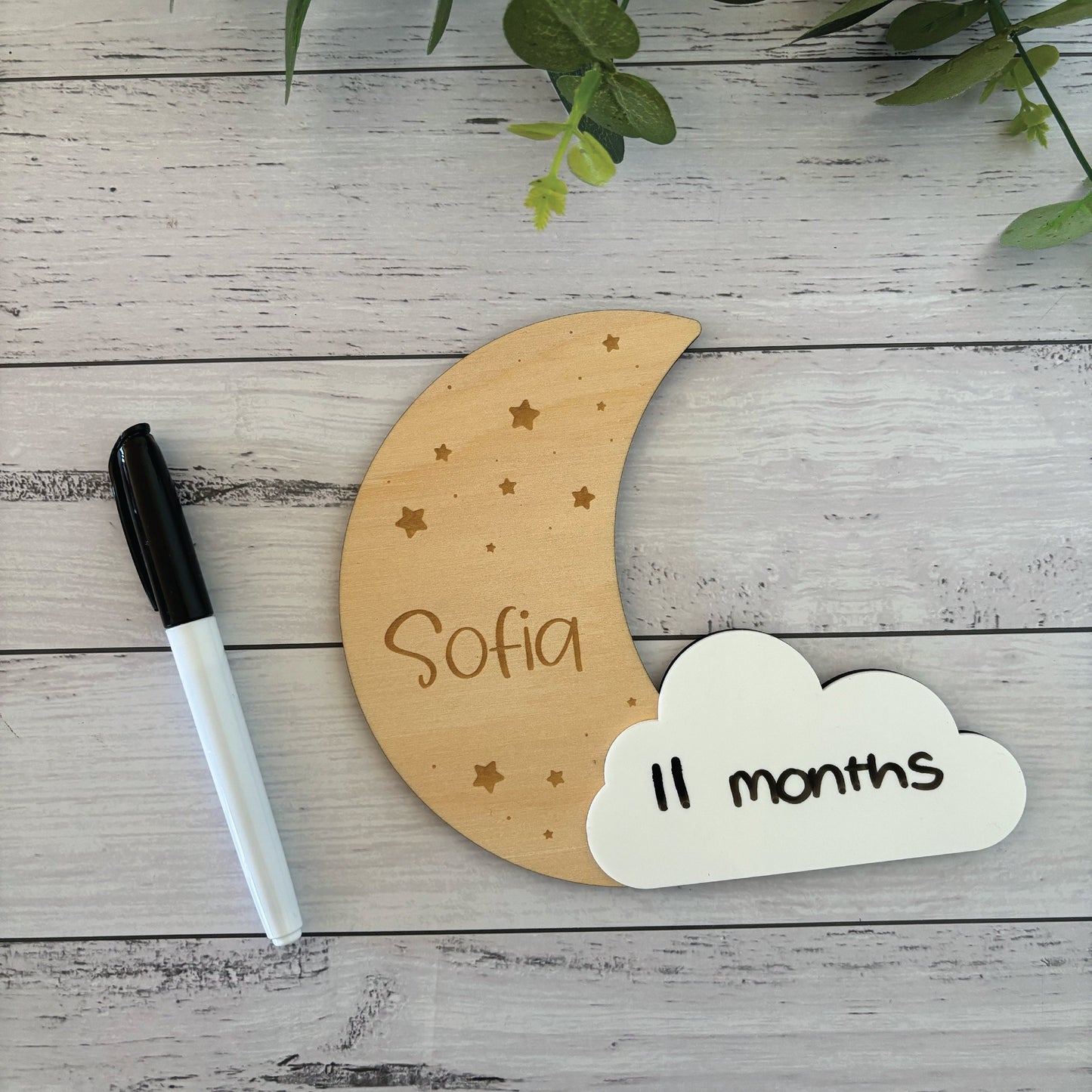 Moon and Cloud Themed Children's Milestone Counter