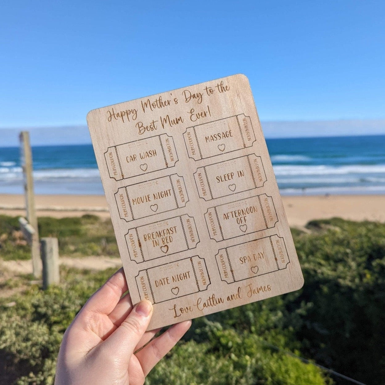 Mother's Day Pop Out Wooden Coupons