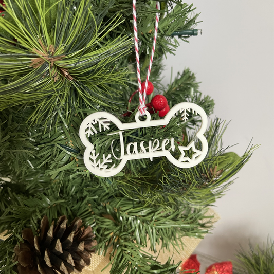 Pet Bone Shaped Snowflake Christmas Ornament