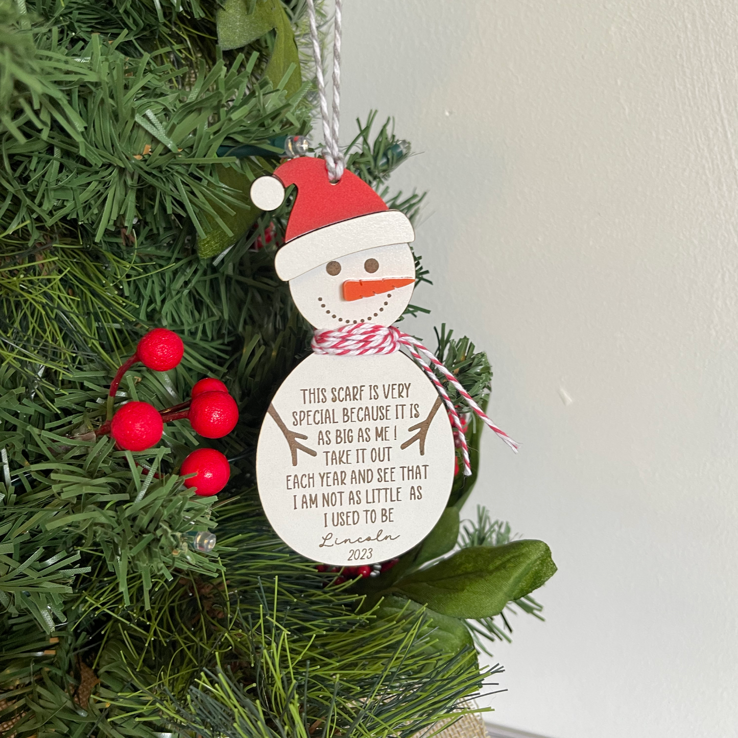 Children's Height Snowman Christmas Ornament