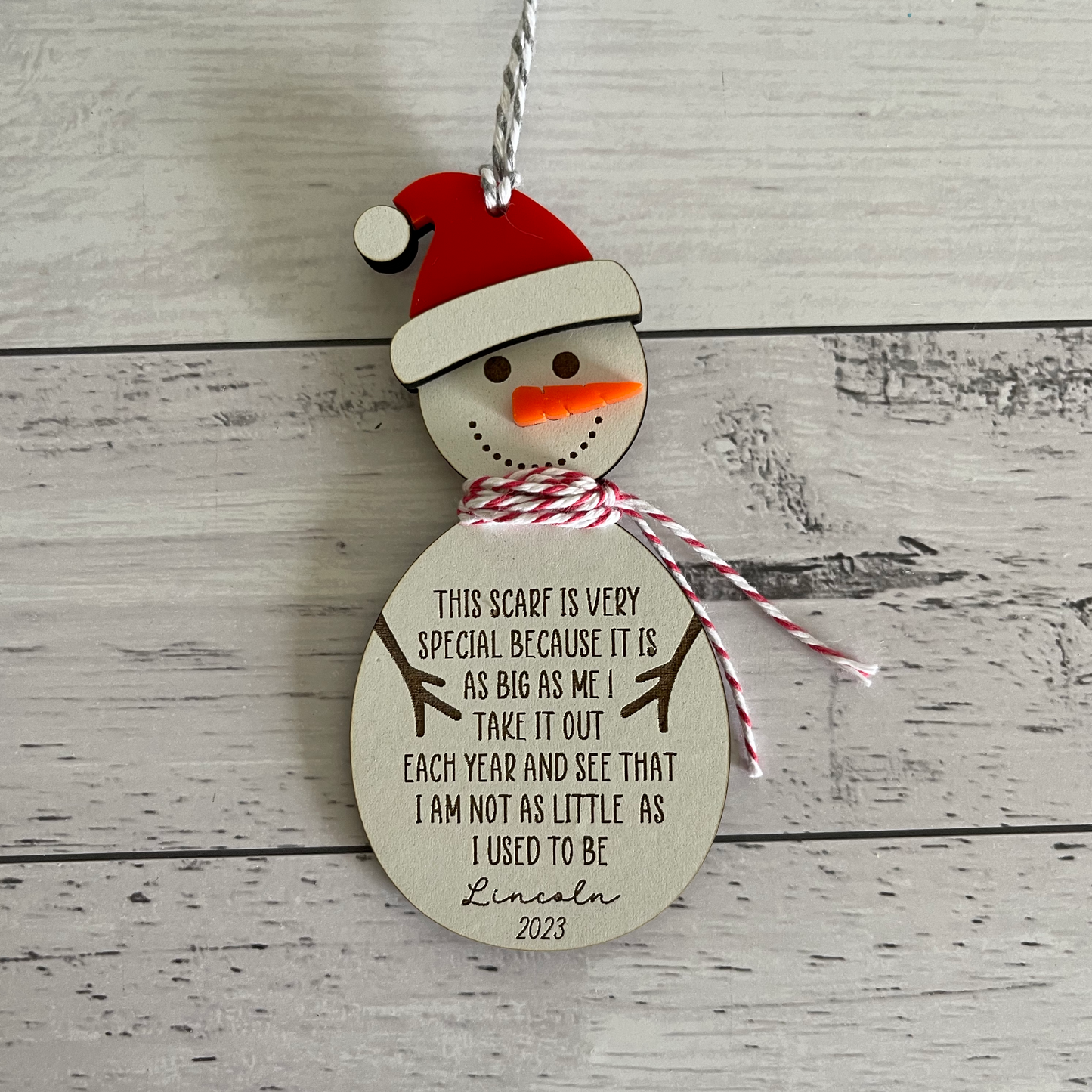 Children's Height Snowman Christmas Ornament