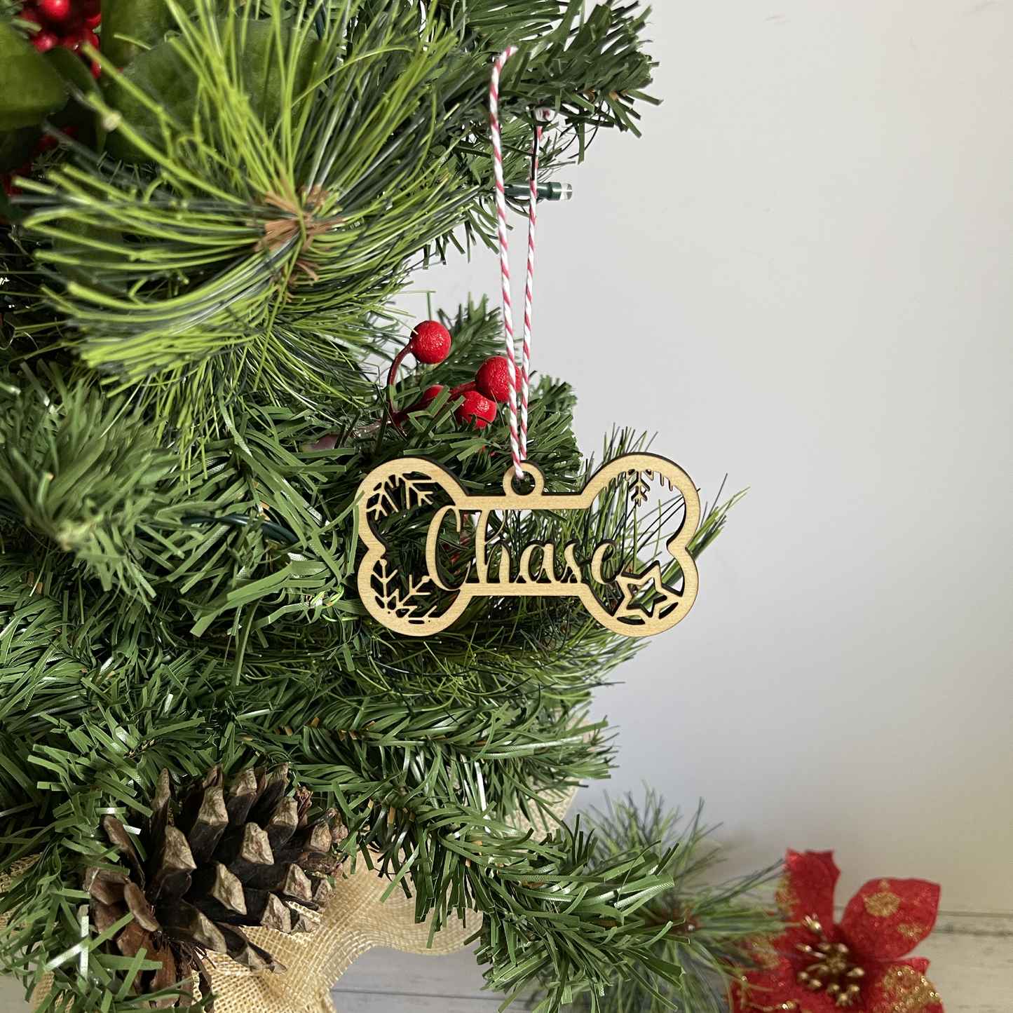 Pet Bone Shaped Snowflake Christmas Ornament