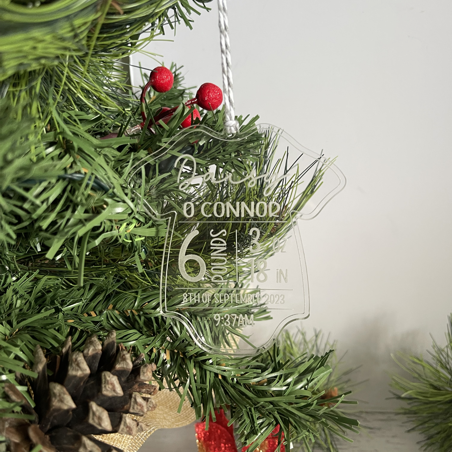 Baby Bodysuit Birth Stat Christmas Ornament