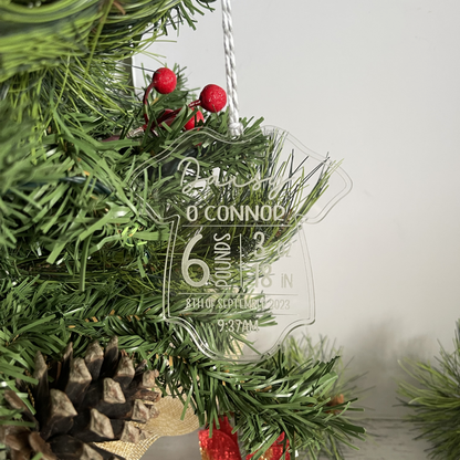 Baby Bodysuit Birth Stat Christmas Ornament