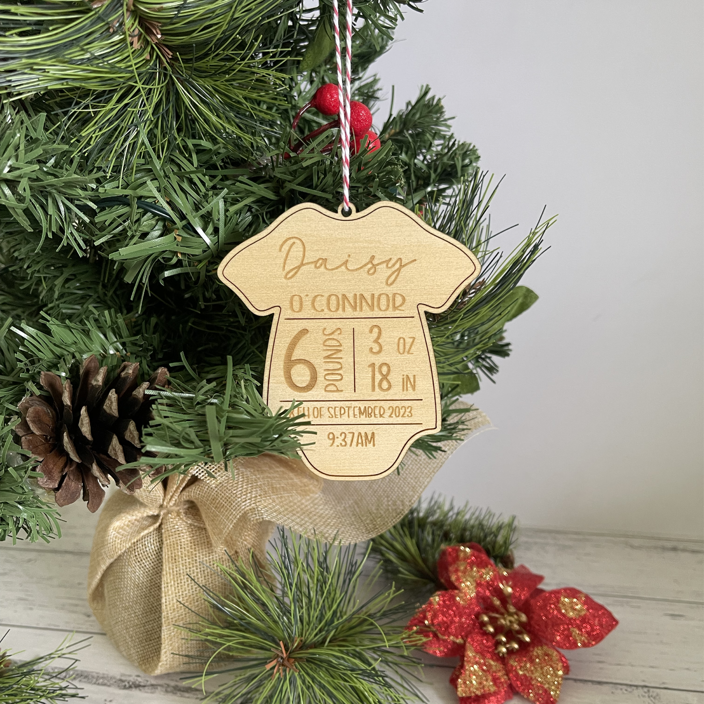 Baby Bodysuit Birth Stat Christmas Ornament