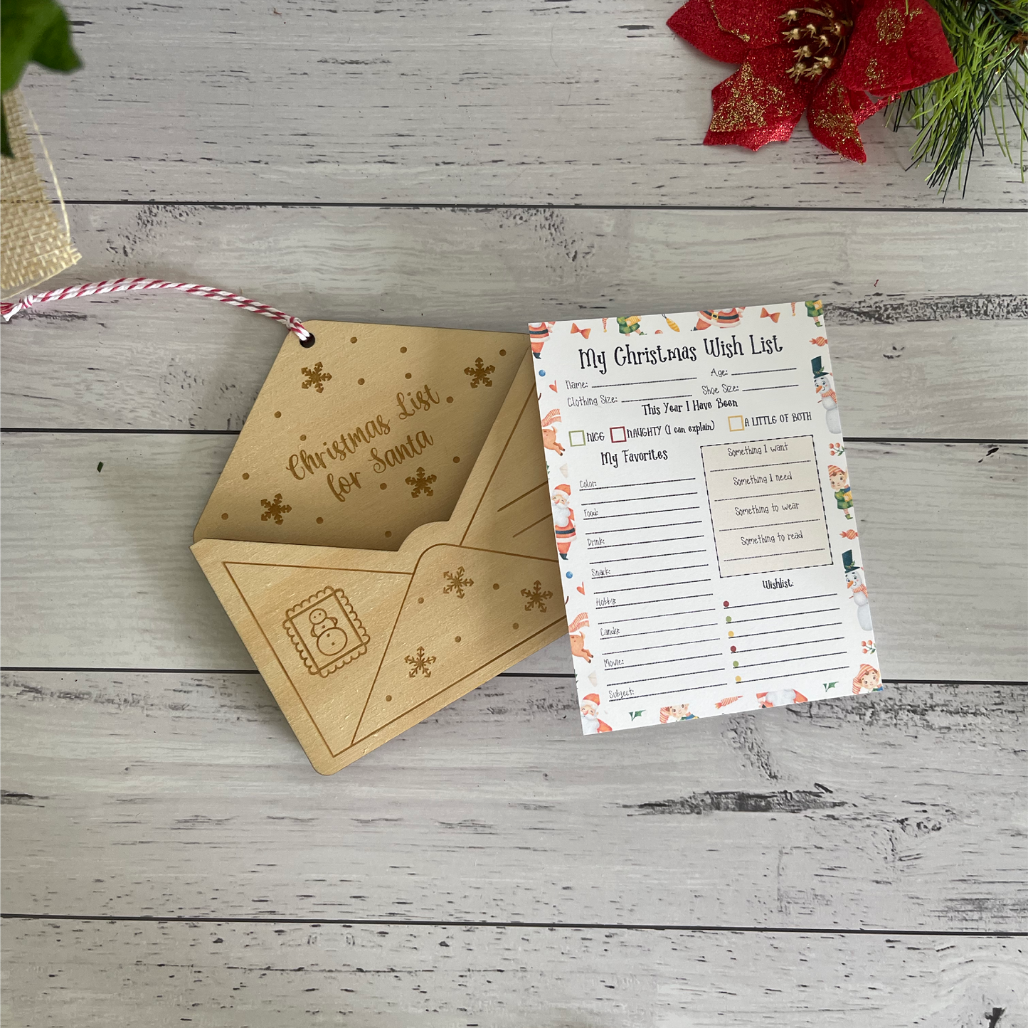 Christmas Wishlist Envelope Ornament