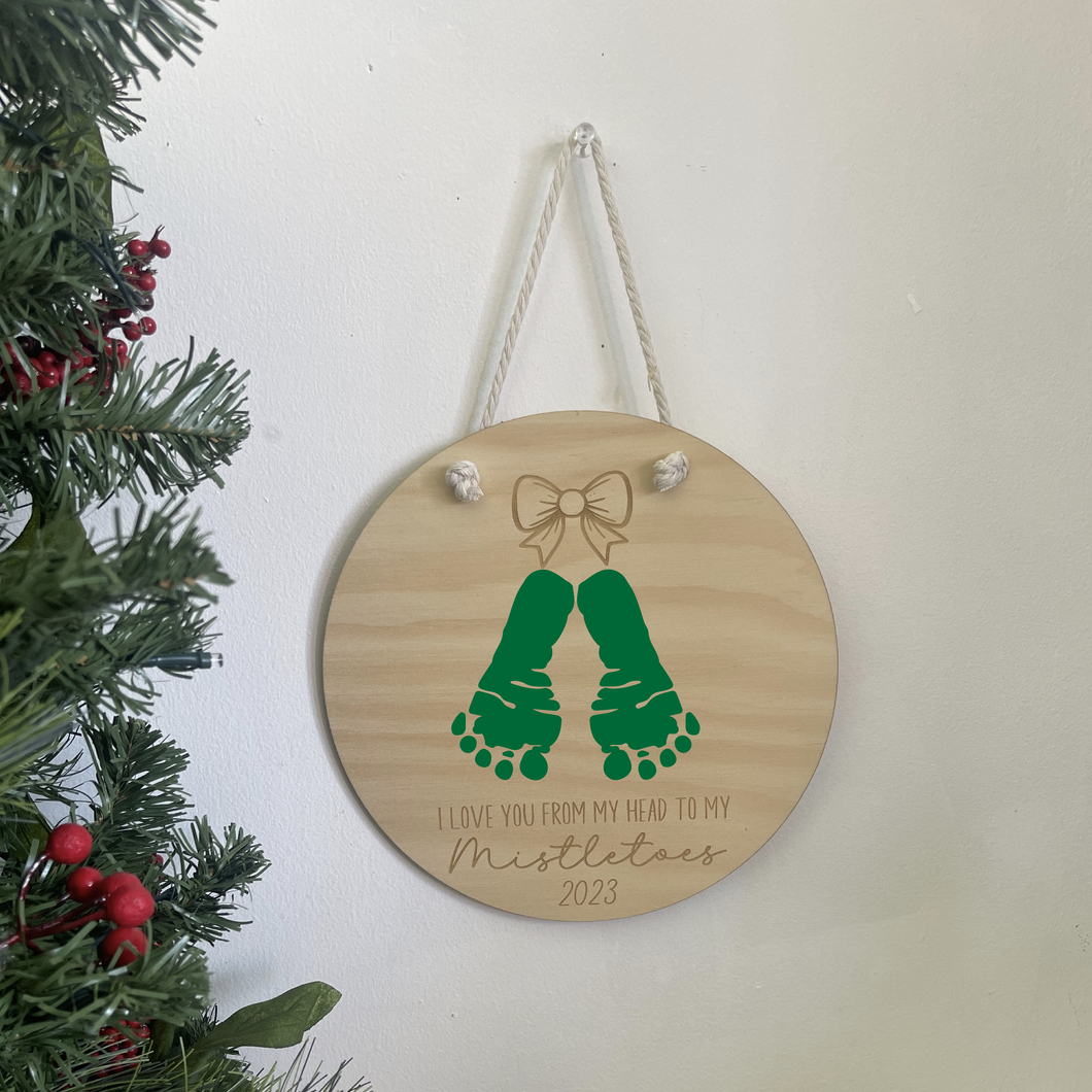 My Mistletoes Christmas Footprint Plaque
