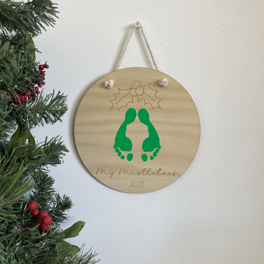 My Mistletoes Christmas Footprint Plaque