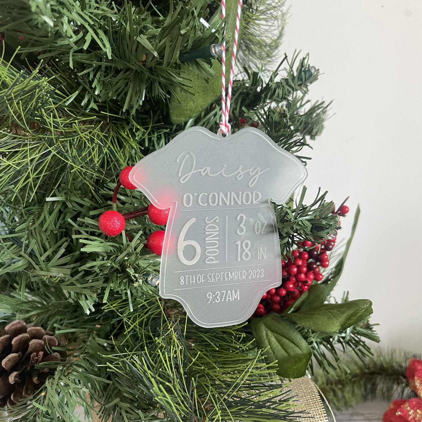 Baby Bodysuit Birth Stat Christmas Ornament