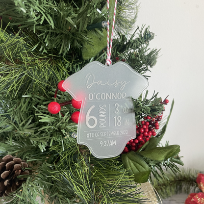 Baby Bodysuit Birth Stat Christmas Ornament