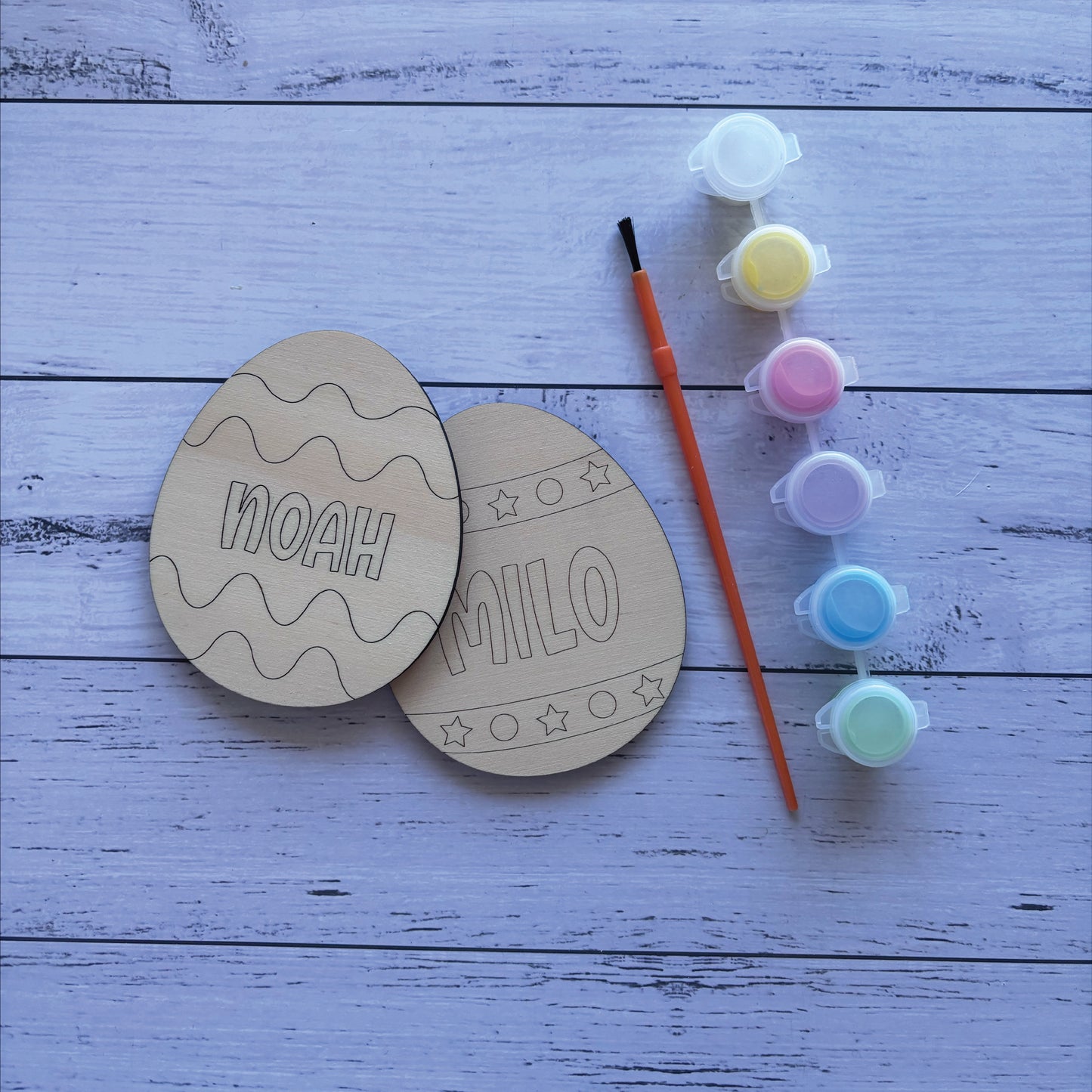 DIY Kids Personalised Wooden Easter Egg Painting Set