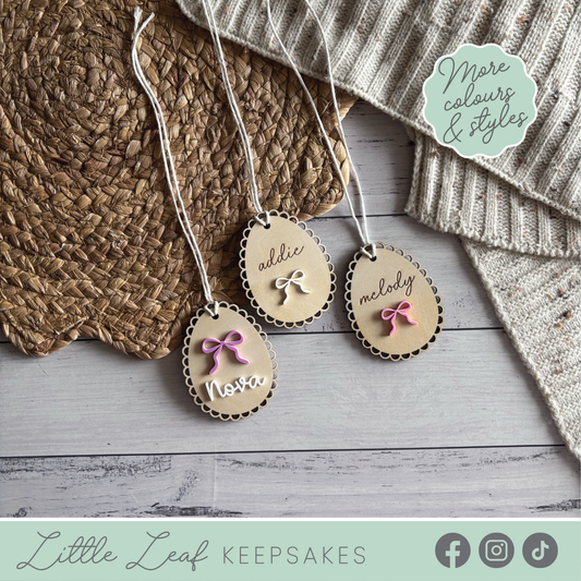 Personalised Vintage Bow Easter Basket Tag