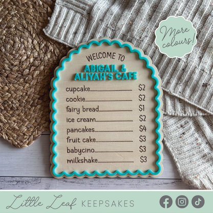Personalised Scalloped Play Café Menu