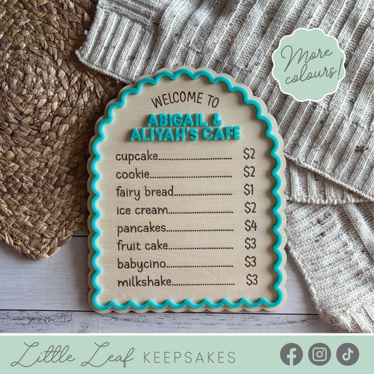 Personalised Scalloped Play Café Menu