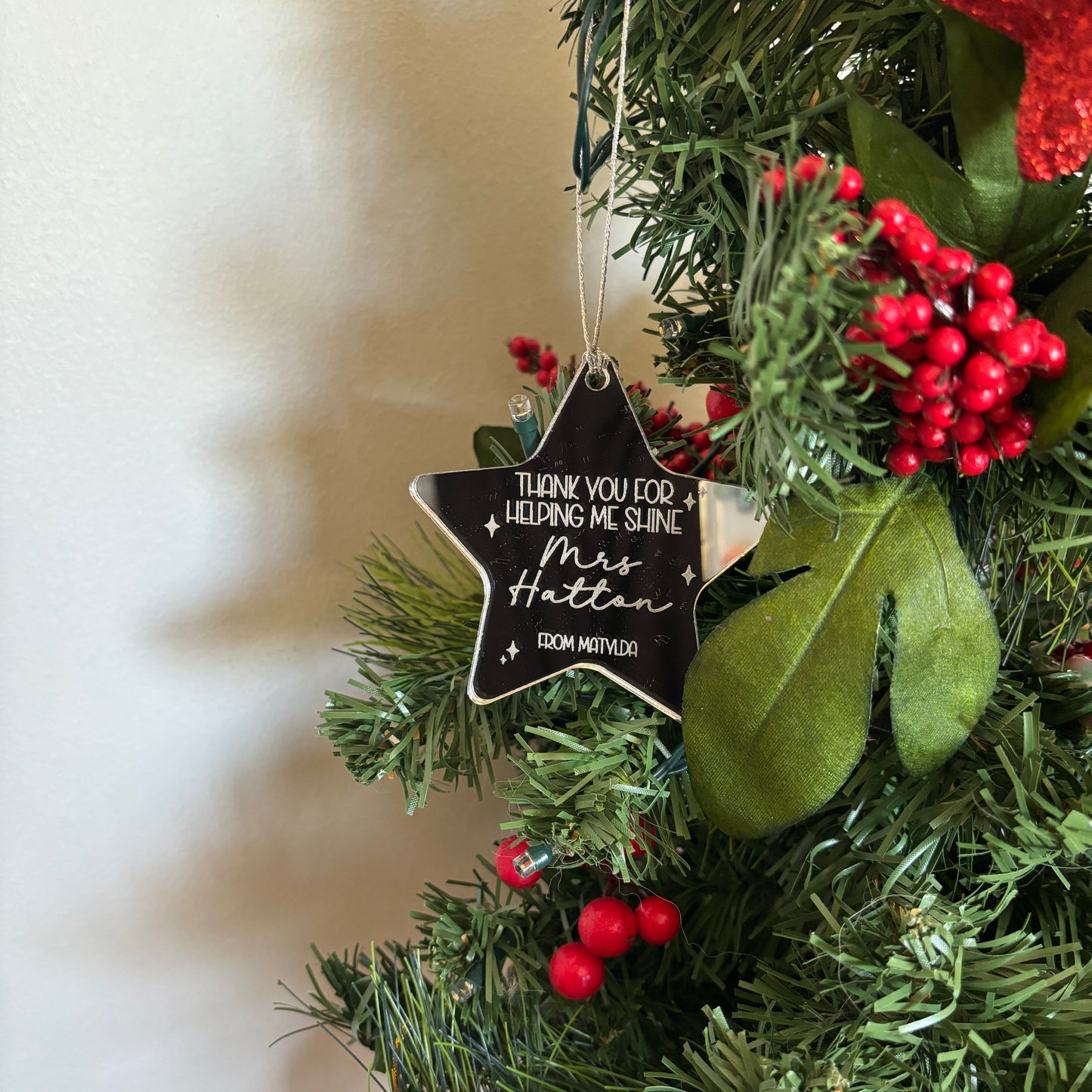 Personalised Teacher Star Christmas Ornament
