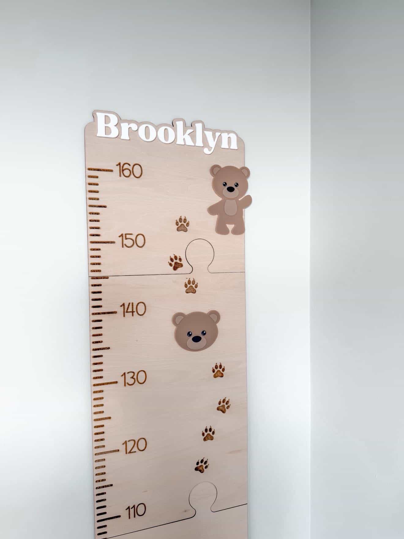 "Beary Grown" Personalised Teddy Bear Wooden Growth Chart