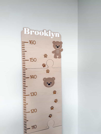 "Beary Grown" Personalised Teddy Bear Wooden Growth Chart