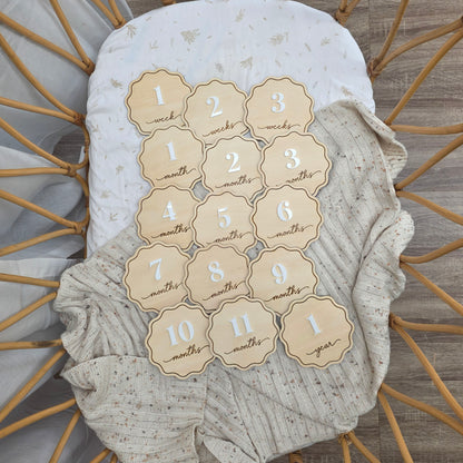 Customisable Scalloped Baby Milestone Discs
