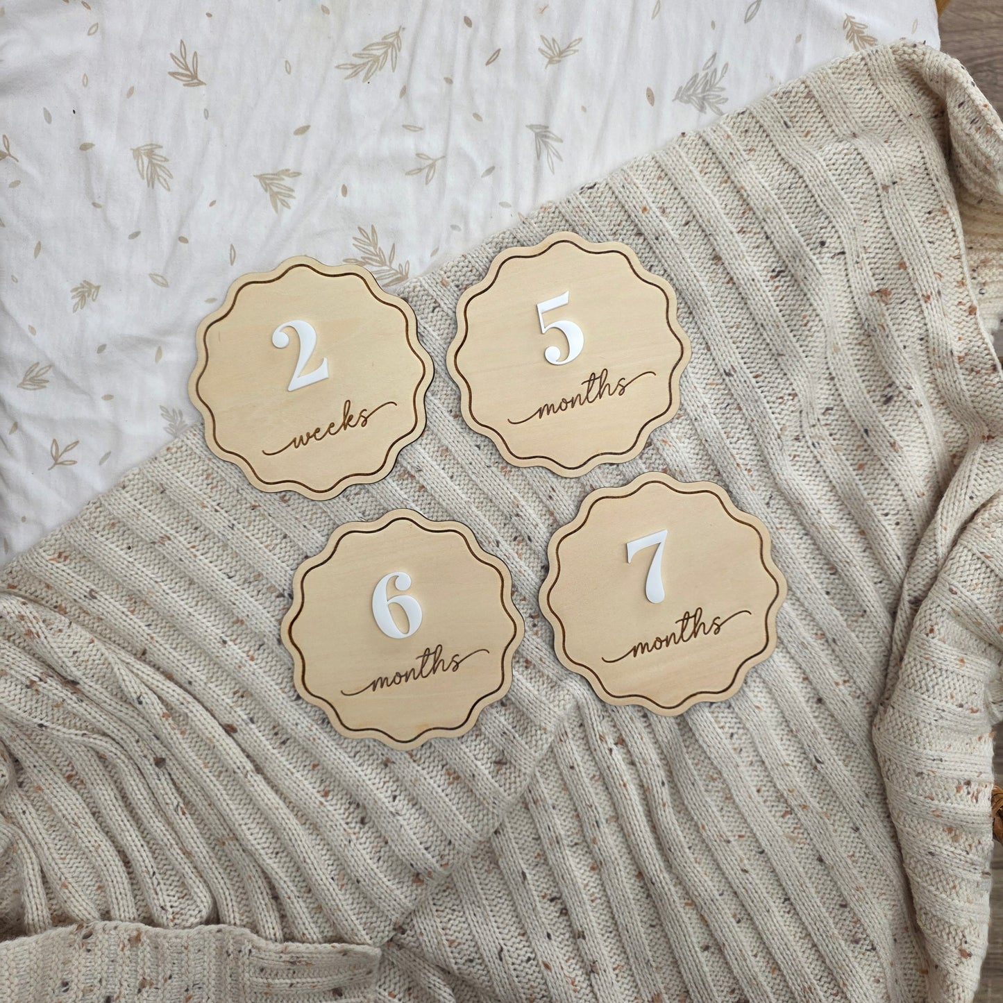 Customisable Scalloped Baby Milestone Discs