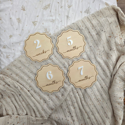 Customisable Scalloped Baby Milestone Discs
