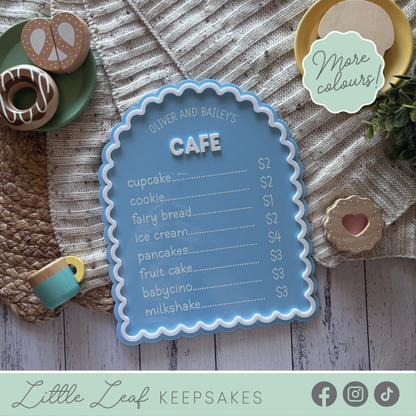 Personalised Scalloped Acrylic Café Menu