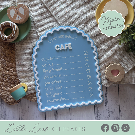 Personalised Scalloped Acrylic Café Menu