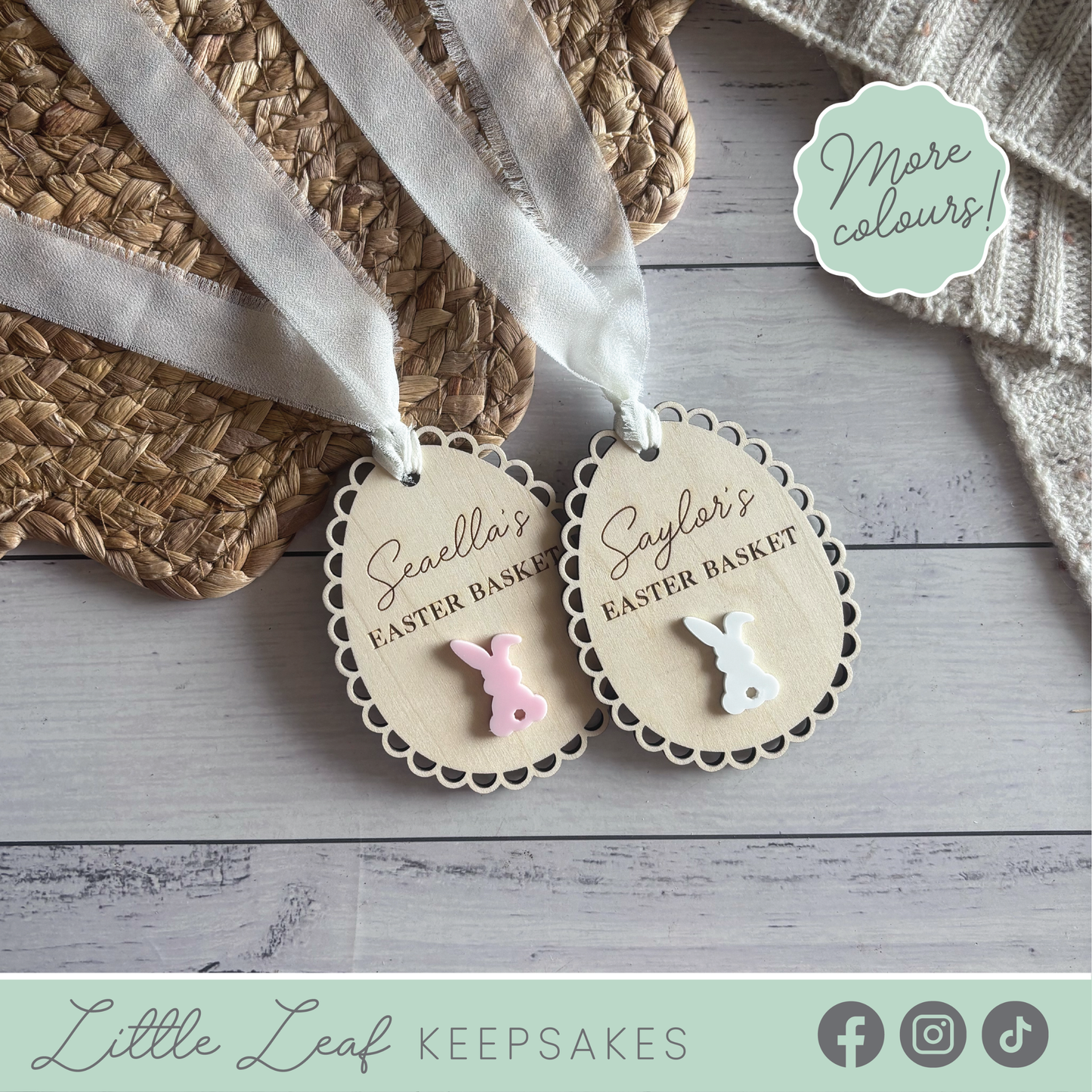 Personalised Wooden Vintage Easter Basket Tag