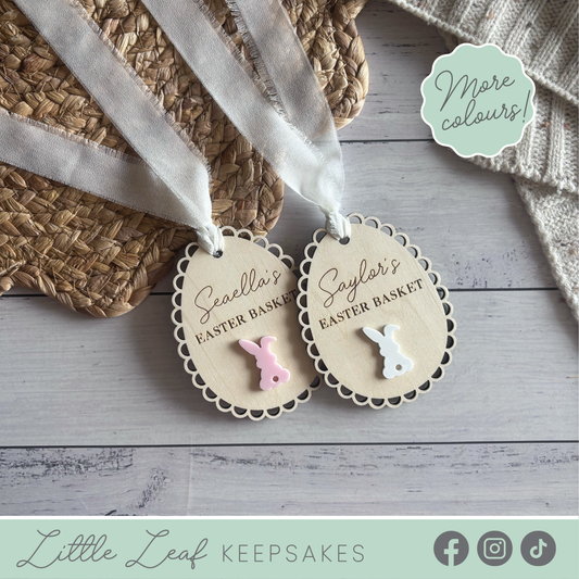 Personalised Wooden Vintage Easter Basket Tag
