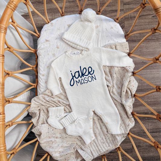 Custom Knitted Two-Name Romper