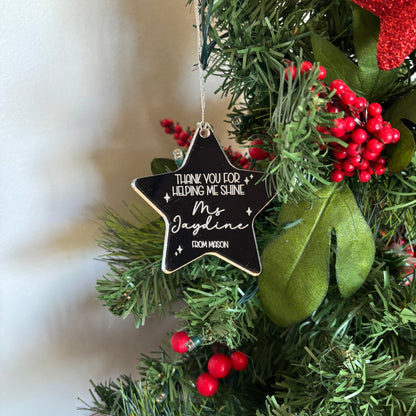 Personalised Teacher Star Christmas Ornament