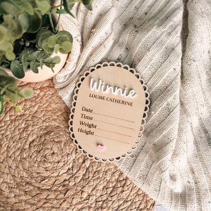Vintage Birth Announcement Plaque