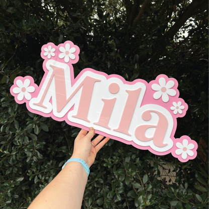 Flower Themed Name Plaque