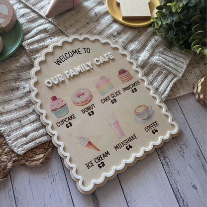 Custom Scalloped Play Café Menu Sign