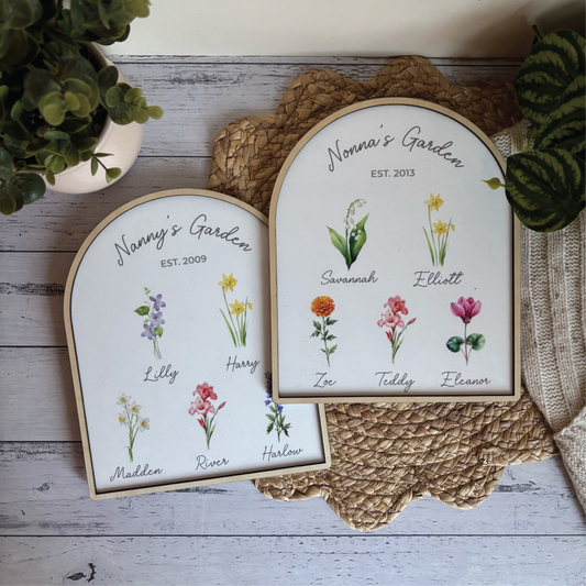 Custom Birth Month Mum's/Nana's Garden Plaque