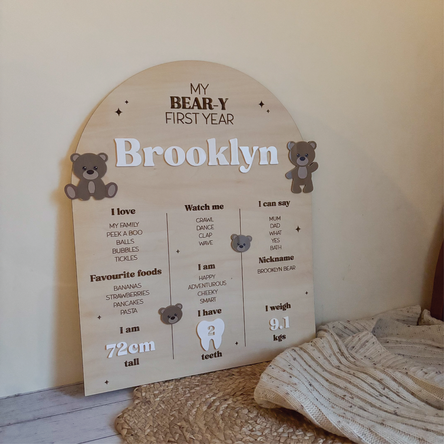 "My Bear-y First Year" Milestone Birthday Board