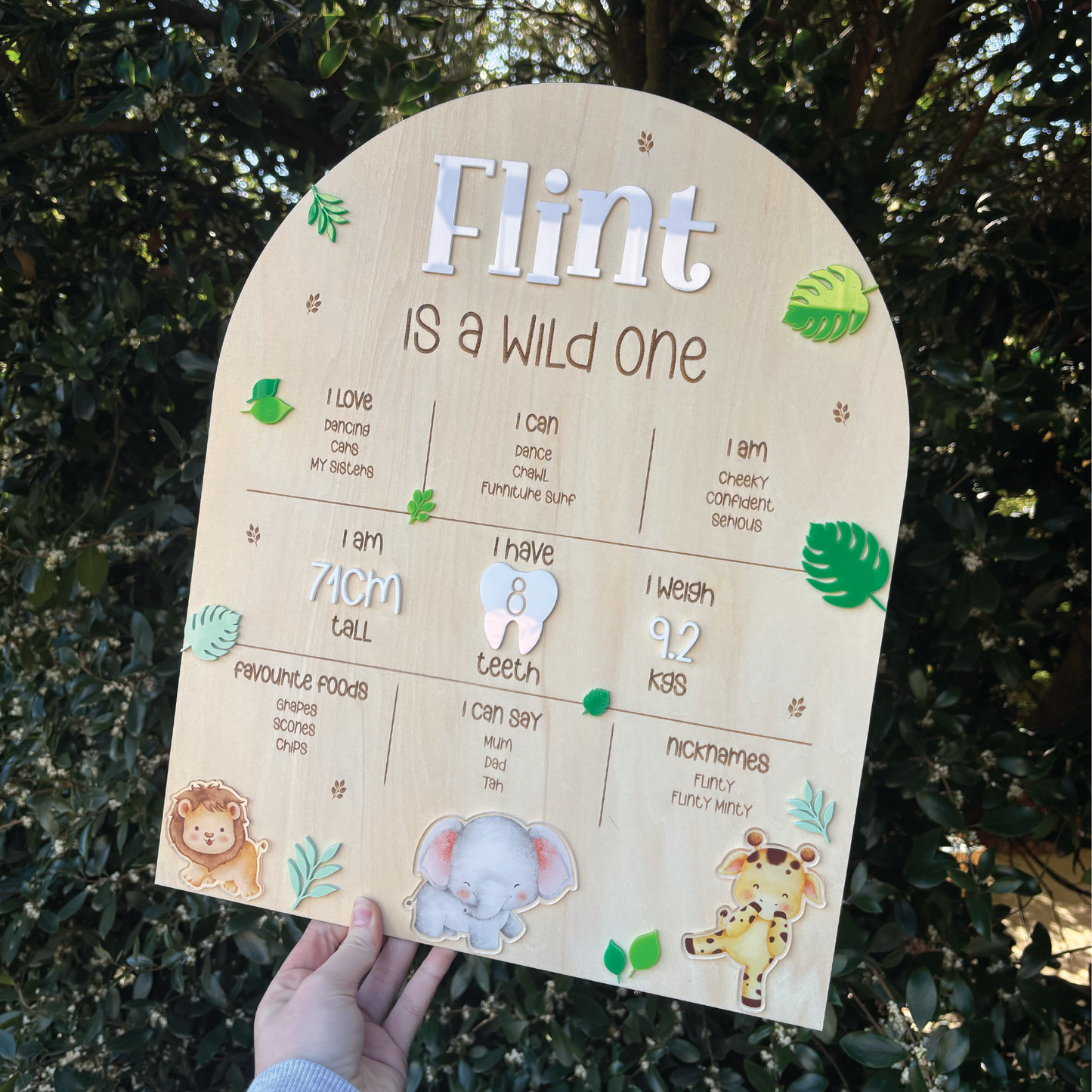 Wooden Wild One Birthday Milestone Board