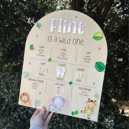 Wooden Wild One Birthday Milestone Board