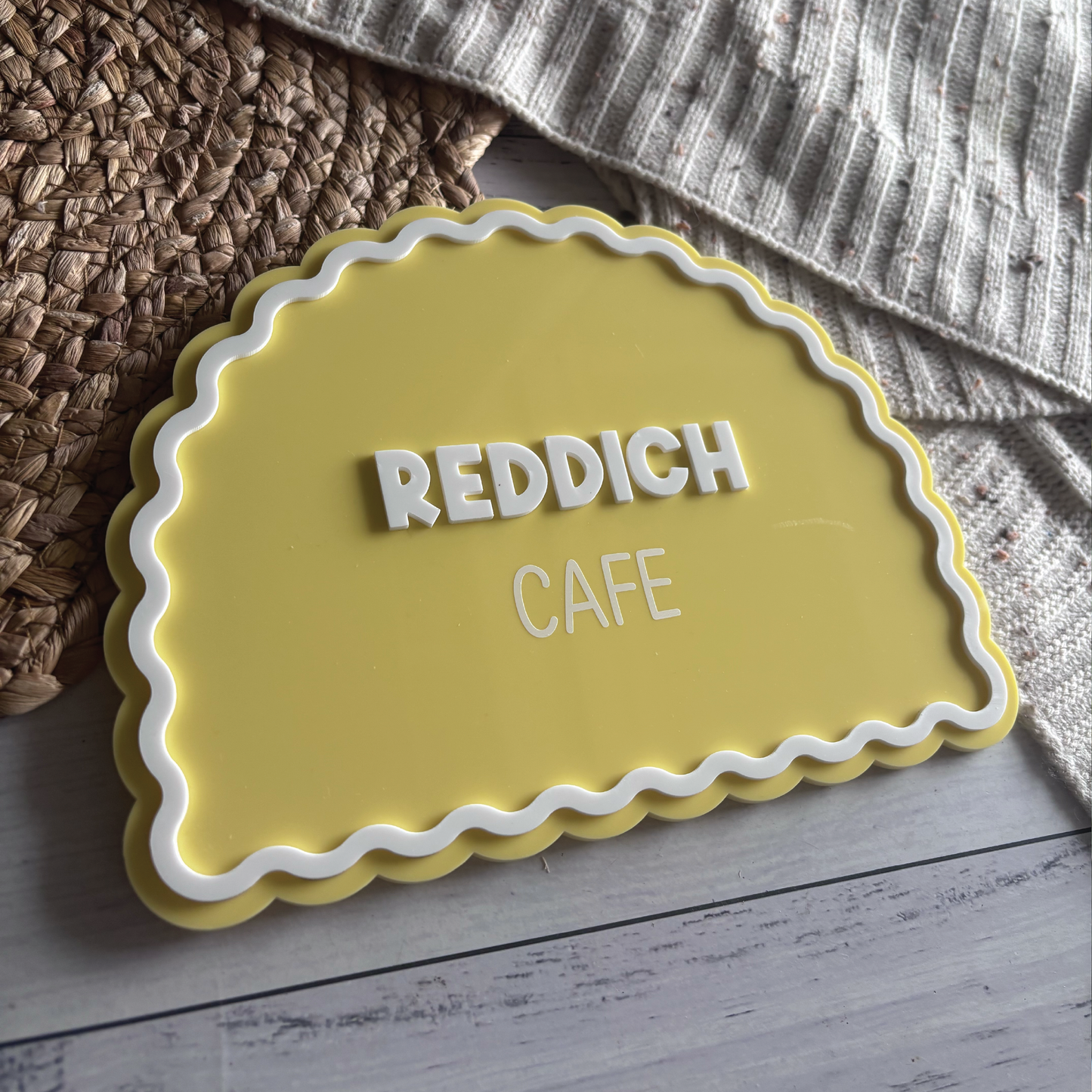 Personalised Scalloped Acrylic Café Sign