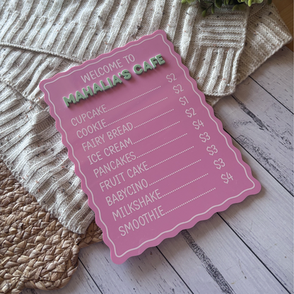 Custom Scalloped Acrylic Café Menu