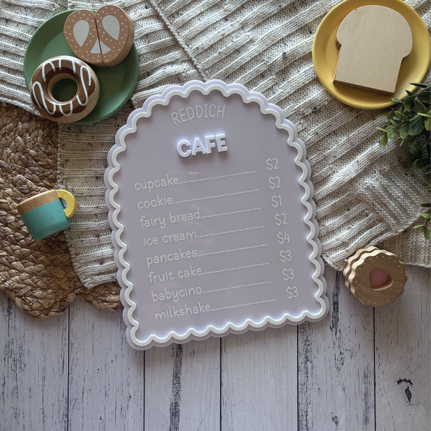 Personalised Scalloped Acrylic Café Menu