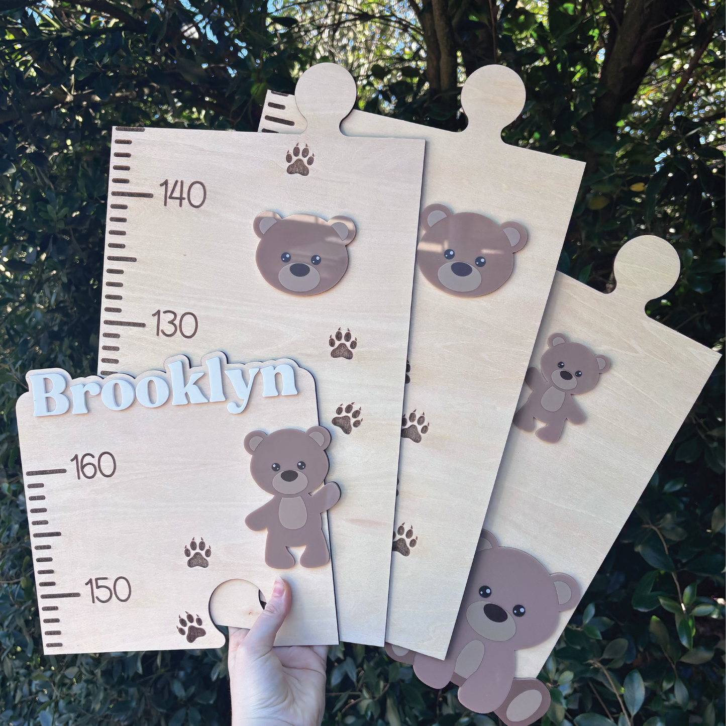 "Beary Grown" Personalised Teddy Bear Wooden Growth Chart