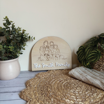 Custom Engraved Wooden Line Art Plaque