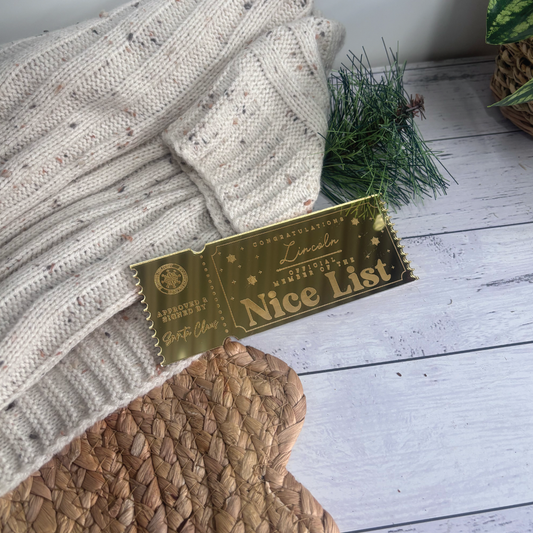 Personalised Engraved 'Nice List' Ticket from Santa