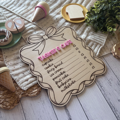 Bow Framed Children's Cafe Menu